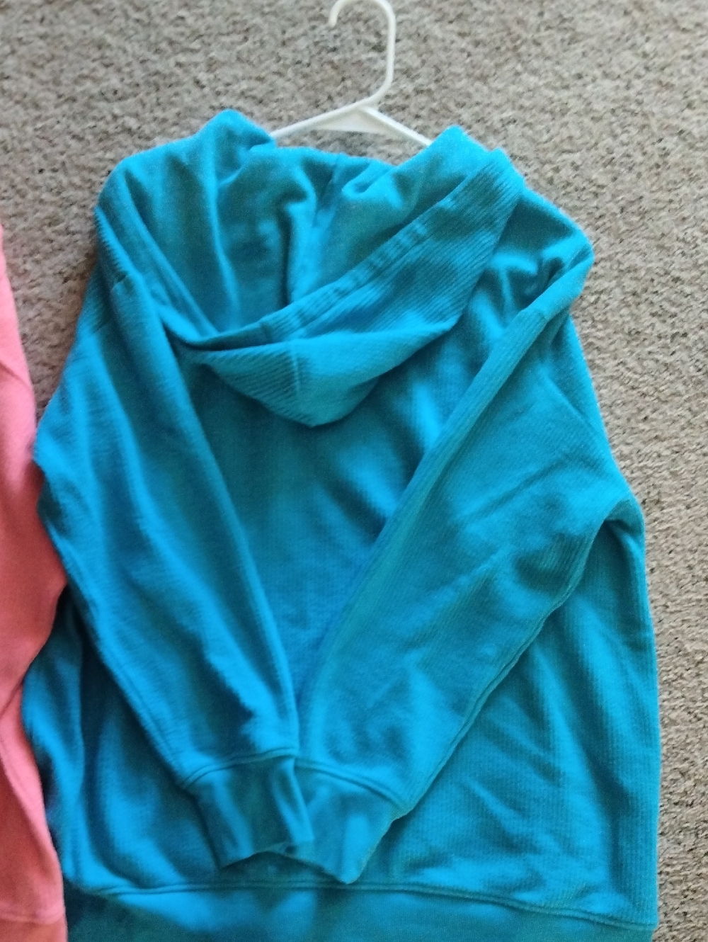 2Maurices Teal And Pink Knit Hooded Pullover - Picture 6 of 7
